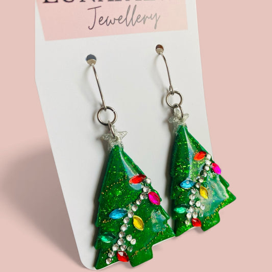 Bright Light Xmas Tree Earrings