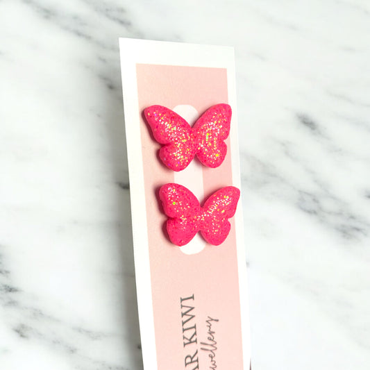 Pink Butterfly Stud Earrings