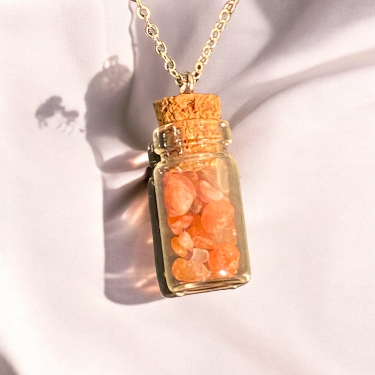 Peach Crystal Chip Pendant Necklace