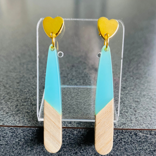 Aqua resin & wood Teardrops