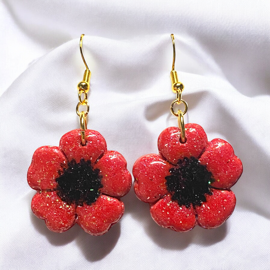 Red Poppy Earrings