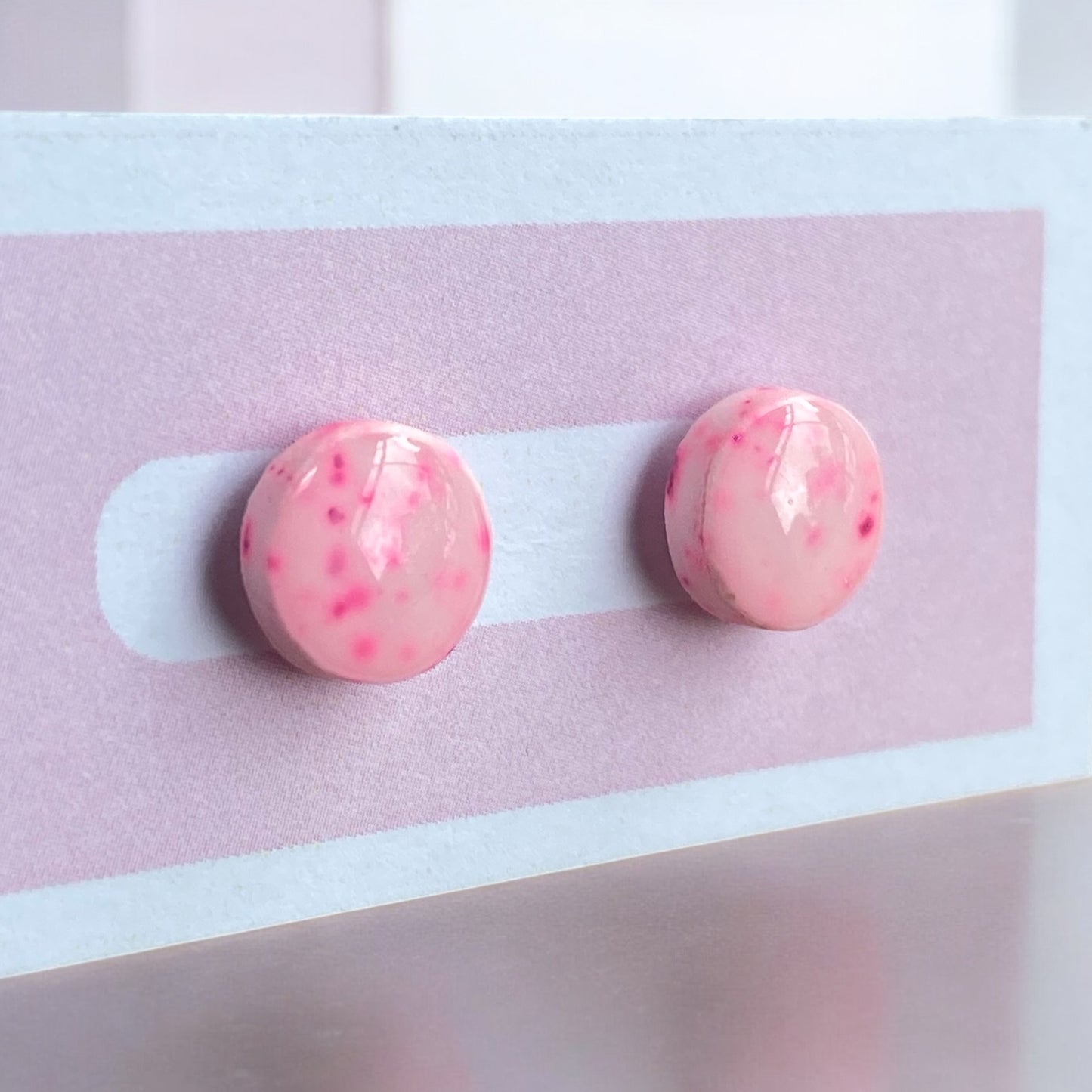 Speckled Delight - Pink Stud Earrings With Speckles