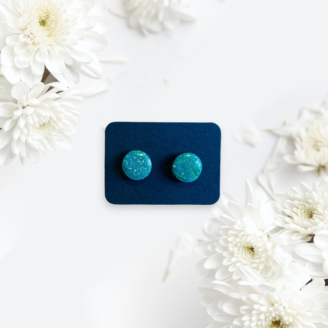 Be Brave - Green Sparkle Stud Earrings