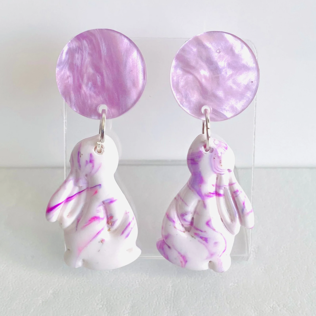 Purple Bunny Earrings