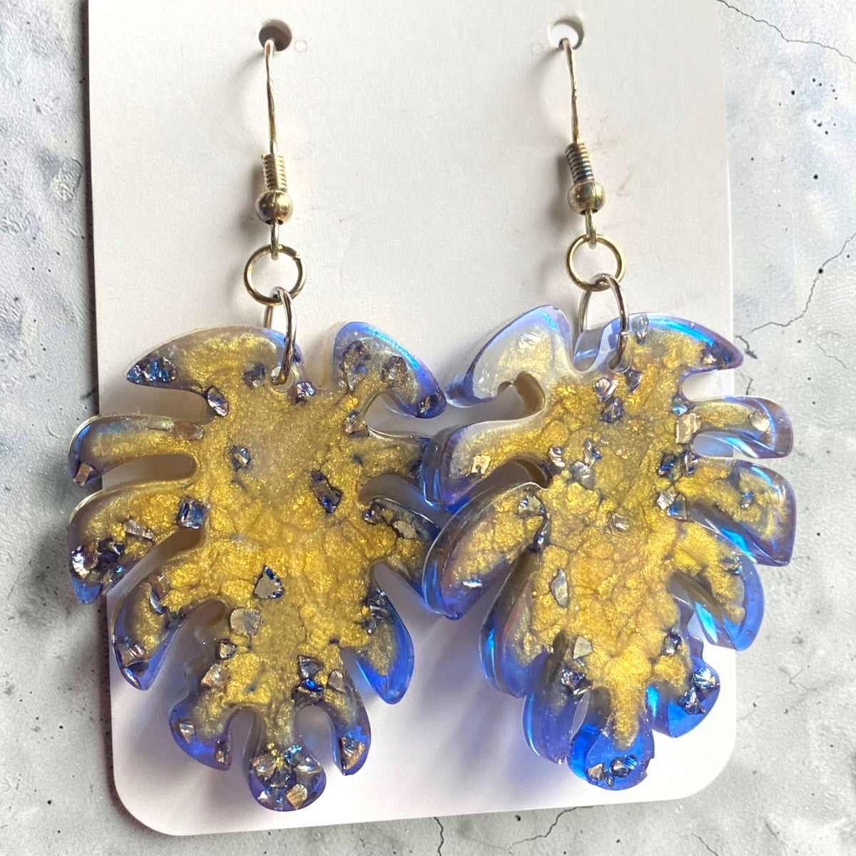 Golden Tide Monstera Earrings