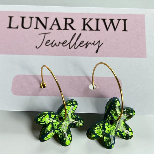 Xmas Crackle Hoop Earrings