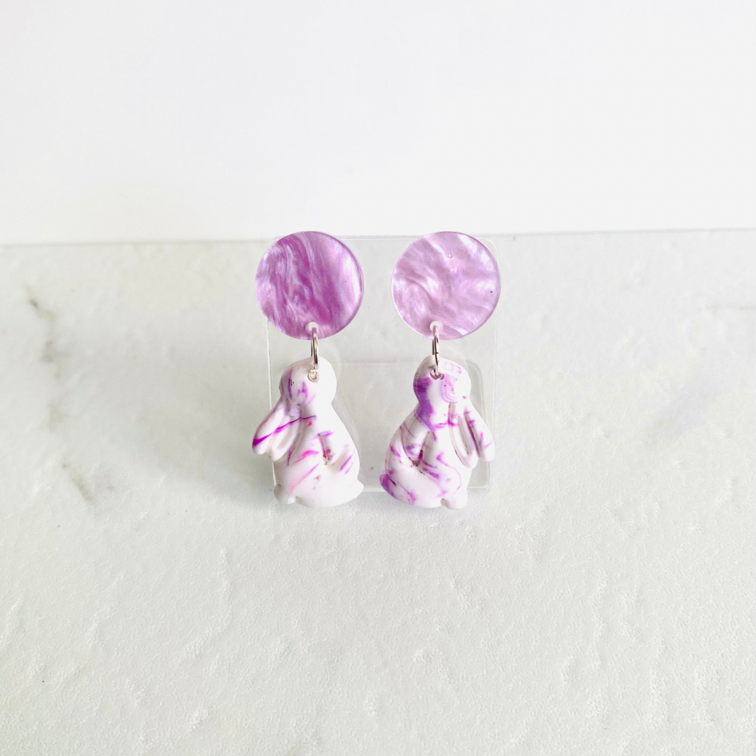 Purple Bunny Earrings