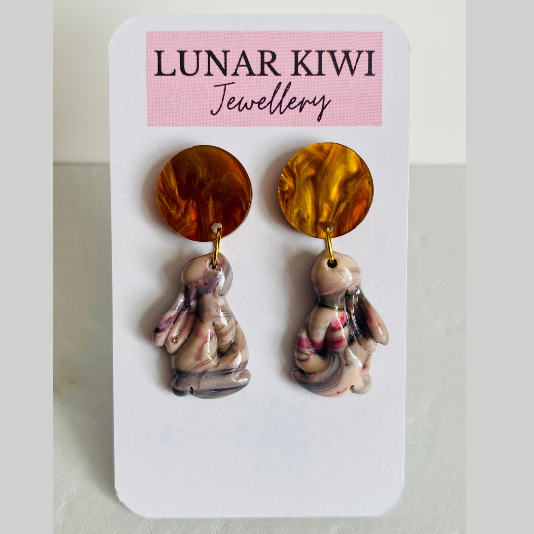 Earthy Tone Bunny Earrings