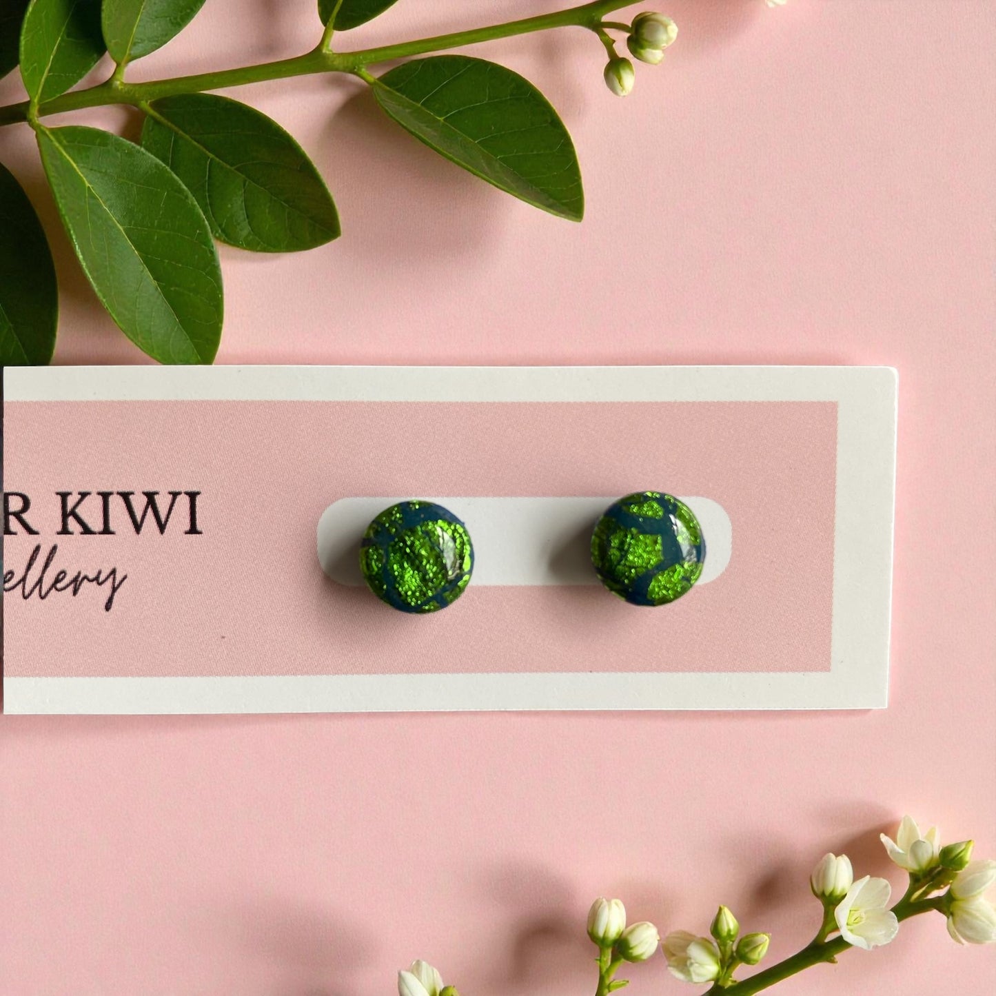 Green Xmas Glow Studs