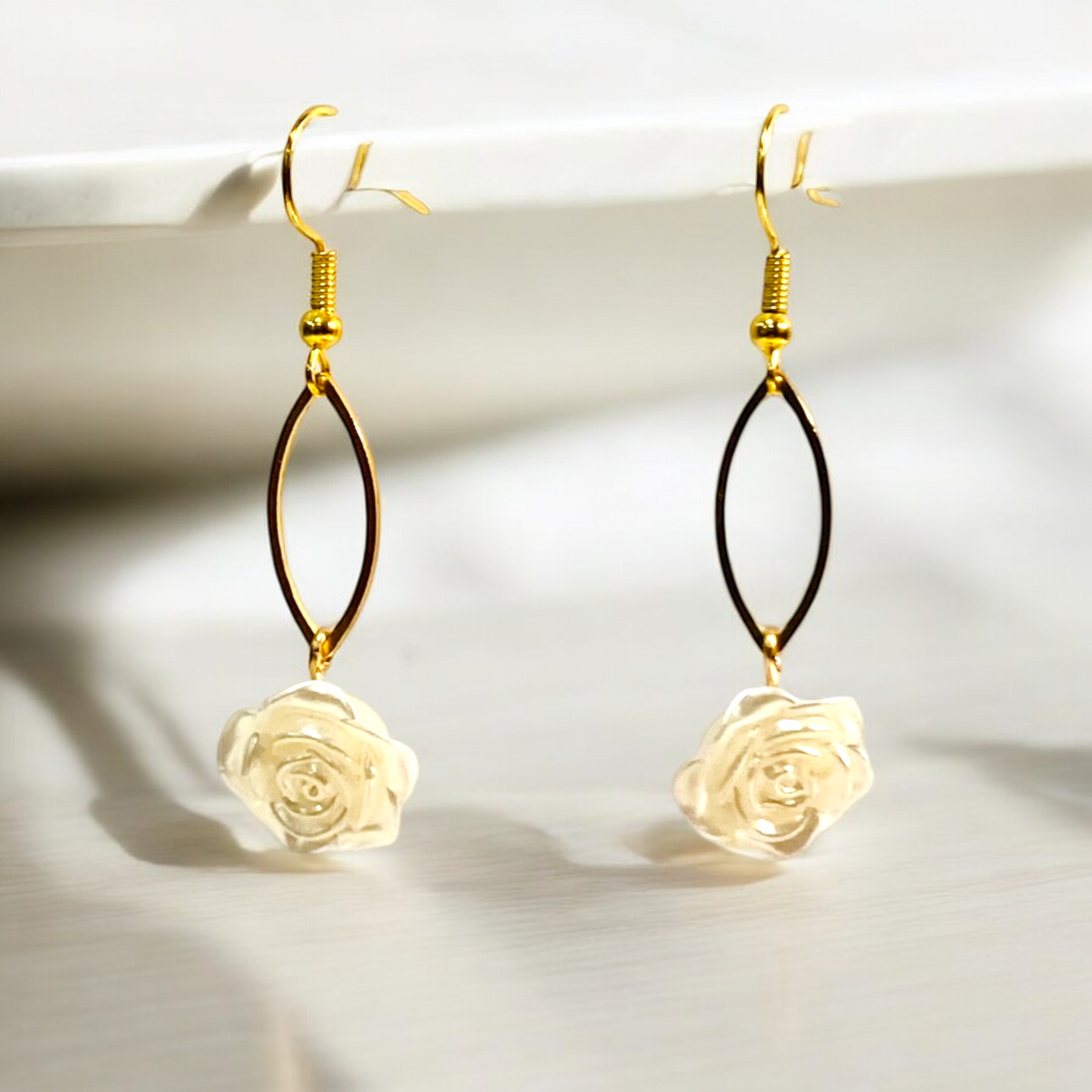 White Rose Classic Earrings