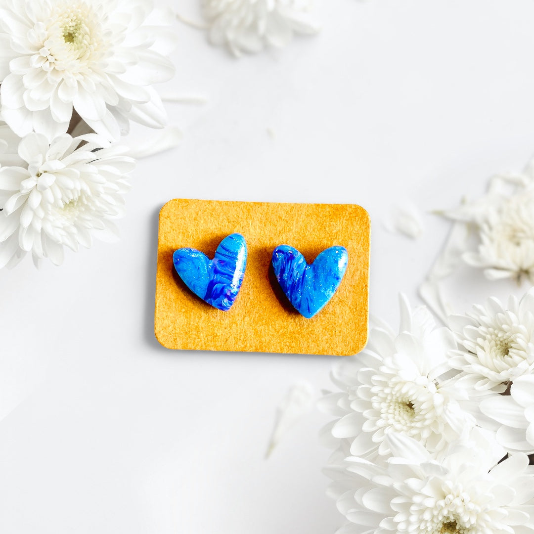 Be Mystical - Blue Swirl Heart Studs