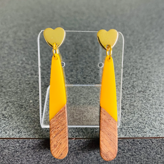 Yellow resin & wood Teardrops