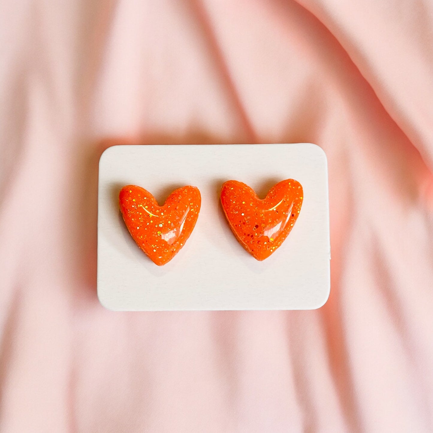 Shine Bright - Orange Speckled Heart Studs