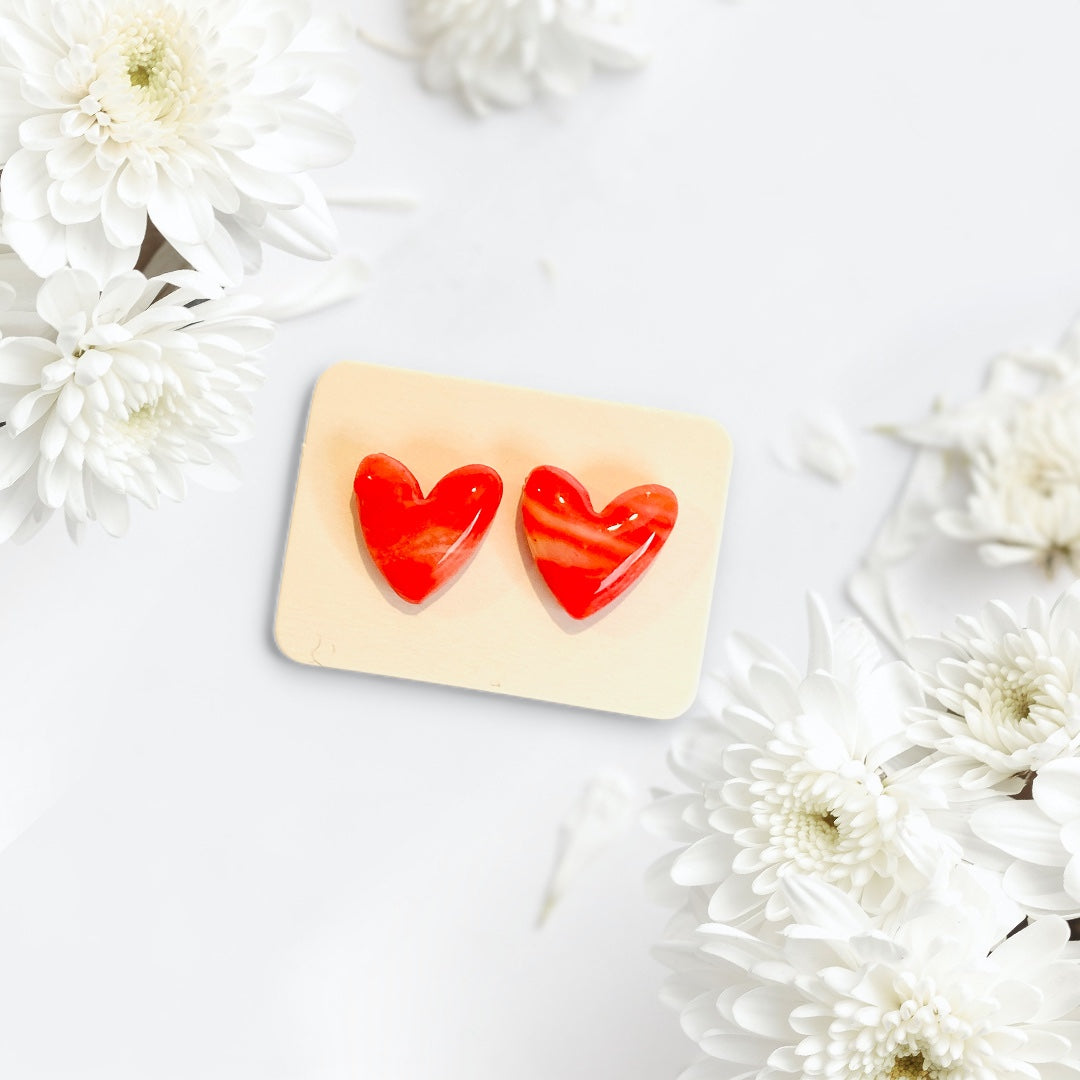 Be Courageous - Fiery Red Heart Studs