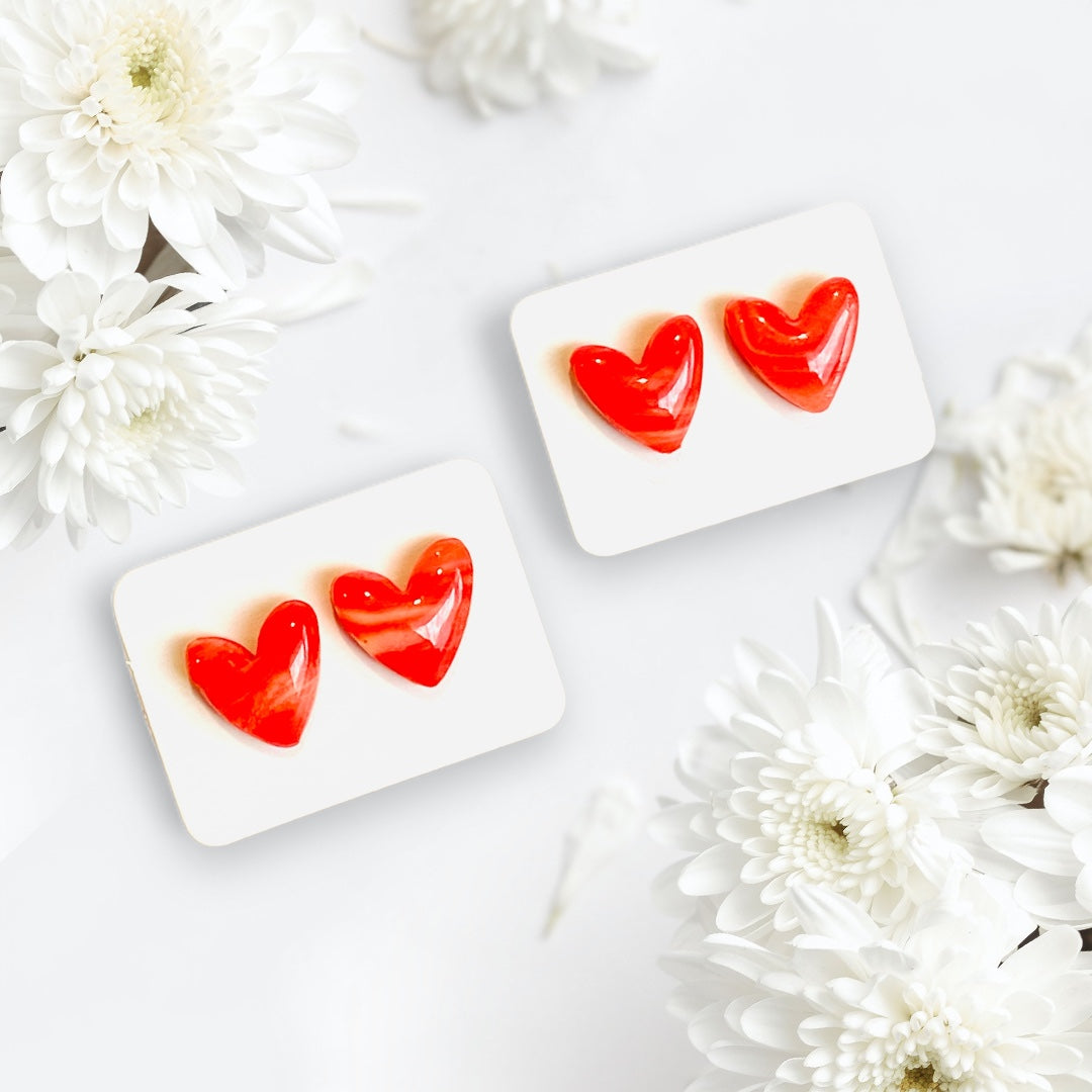 Be Courageous - Fiery Red Heart Studs