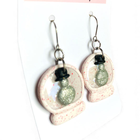 Snow Globe Snowman Earrings