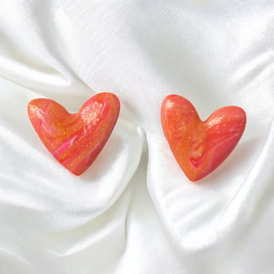 Fiery Heart Studs