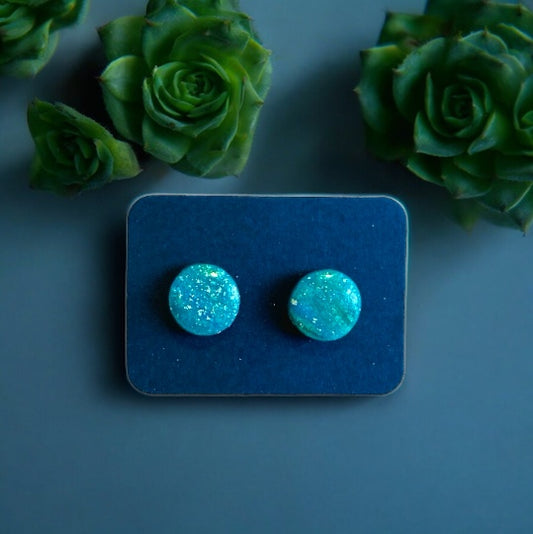 Be Brave - Green Sparkle Stud Earrings