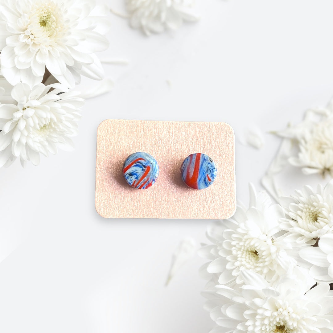 Be Fearless - Blue & Red Stud Earrings