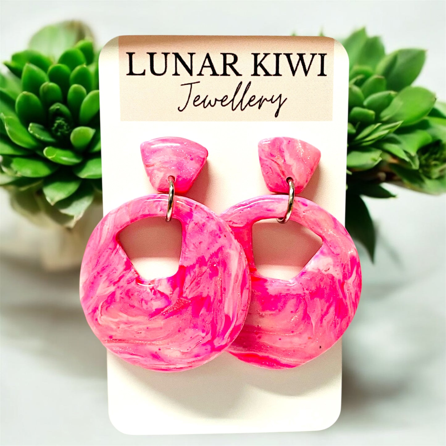 Pink Swirl Statement Earrings