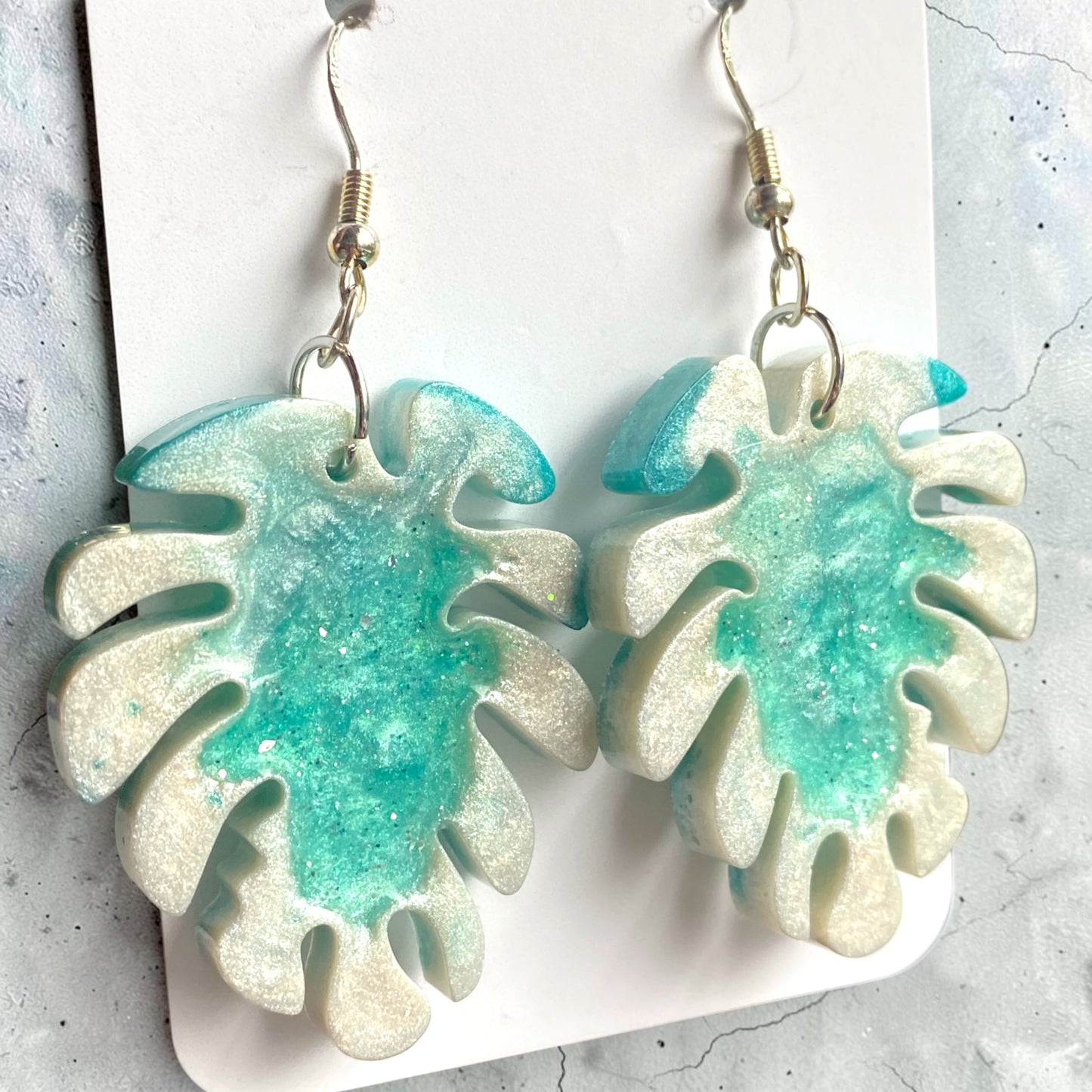 Seafoam Monstera Earrings