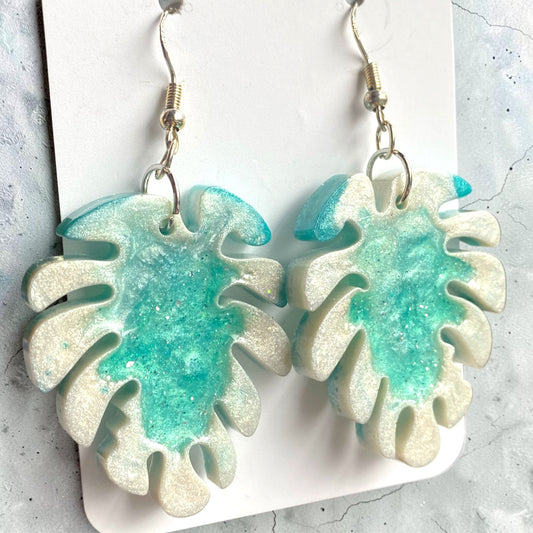 Seafoam Monstera Earrings