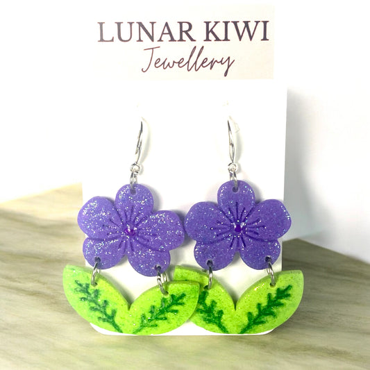 Purple Pansy Earrings