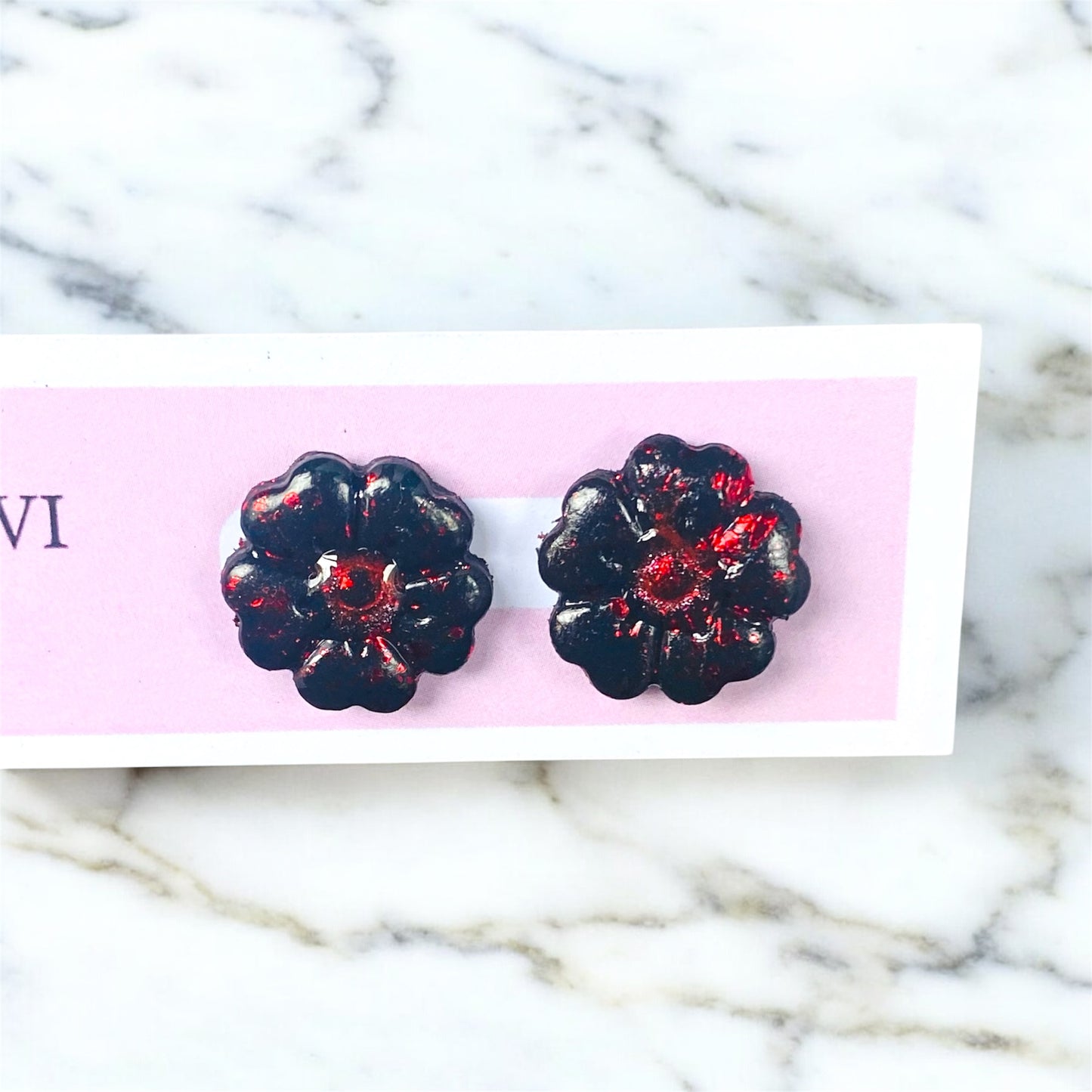 Red Sparkle Poppy Stud Earrings