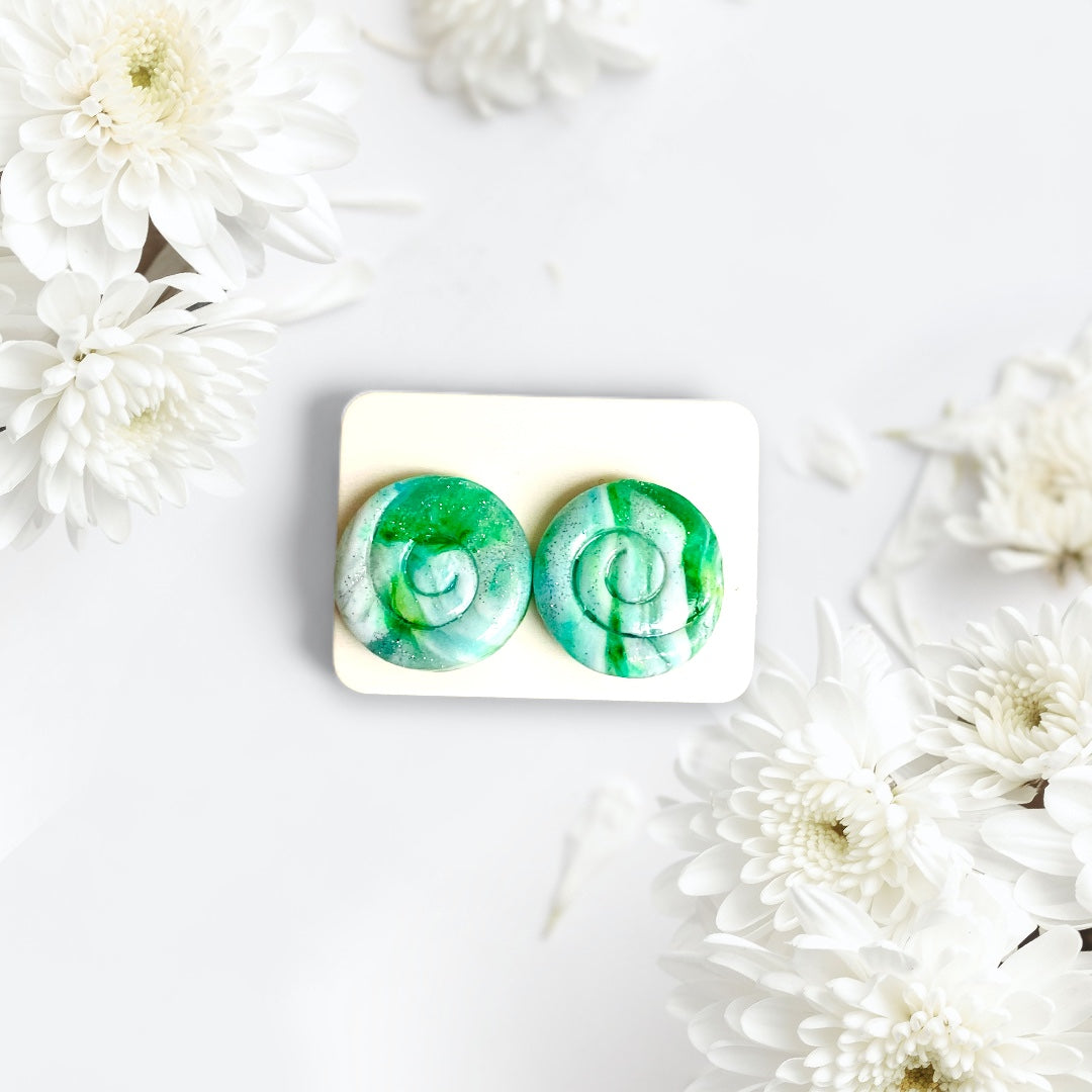 Be Empowered - Green Swirl Studs