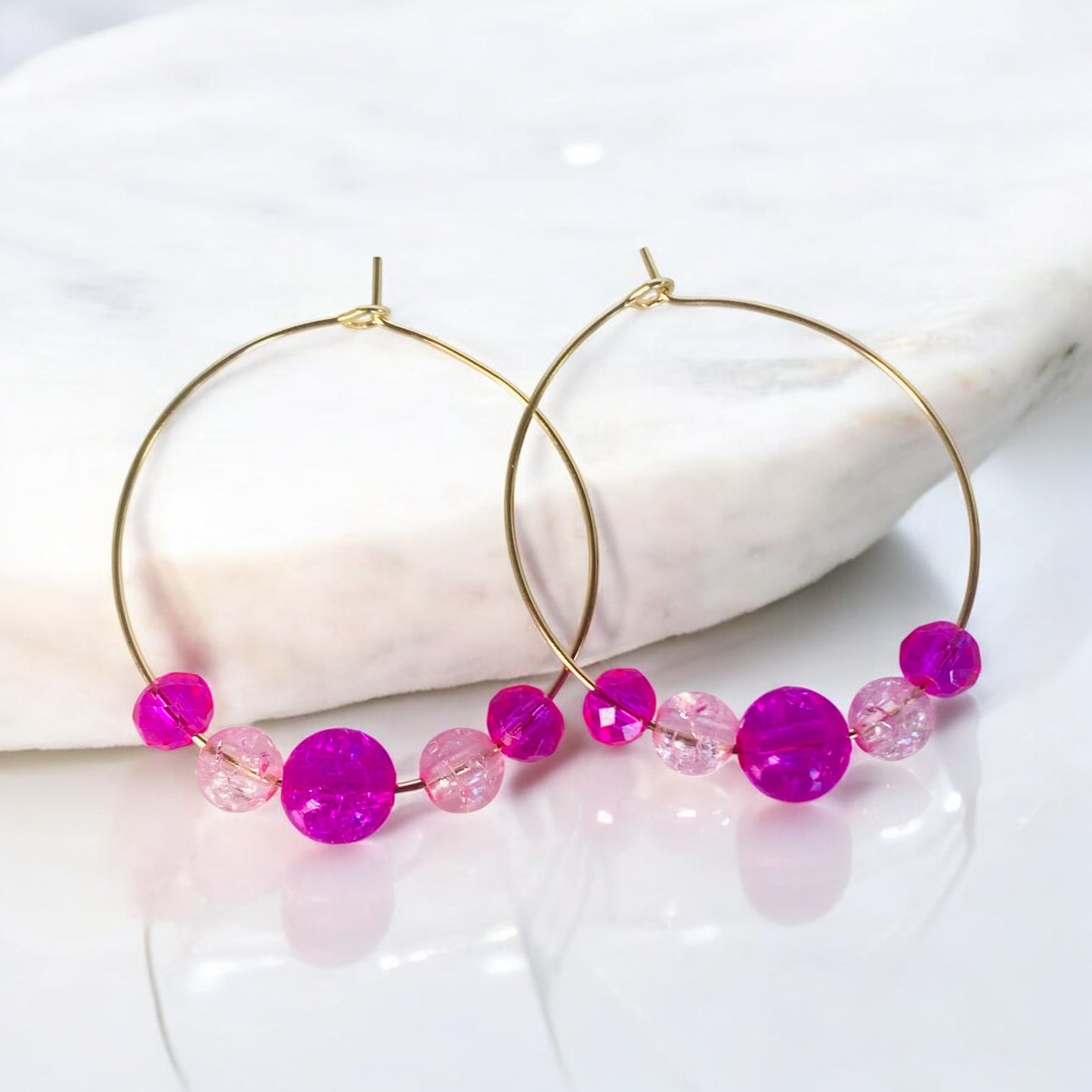 Fuchsia Sparkle Hoops