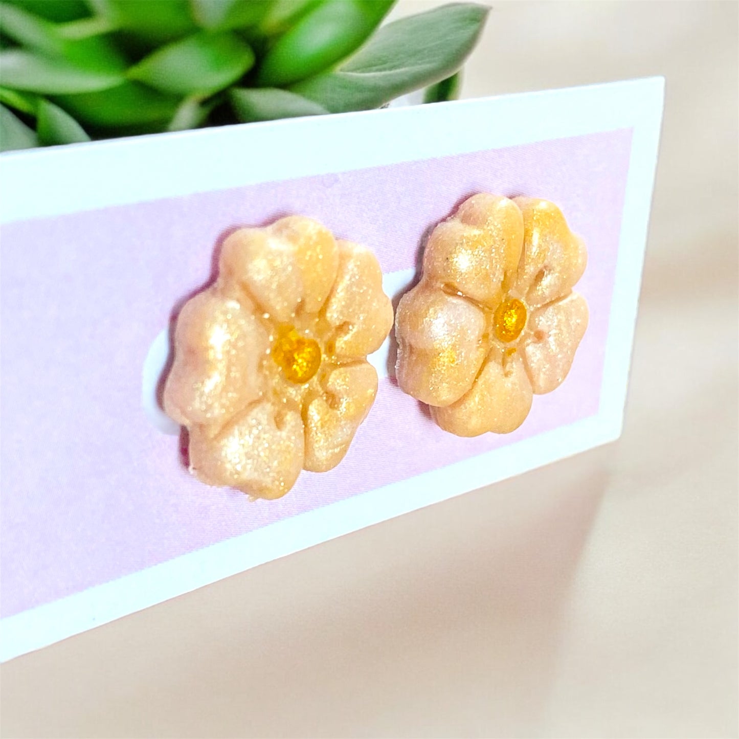 Red Sparkle Poppy Stud Earrings