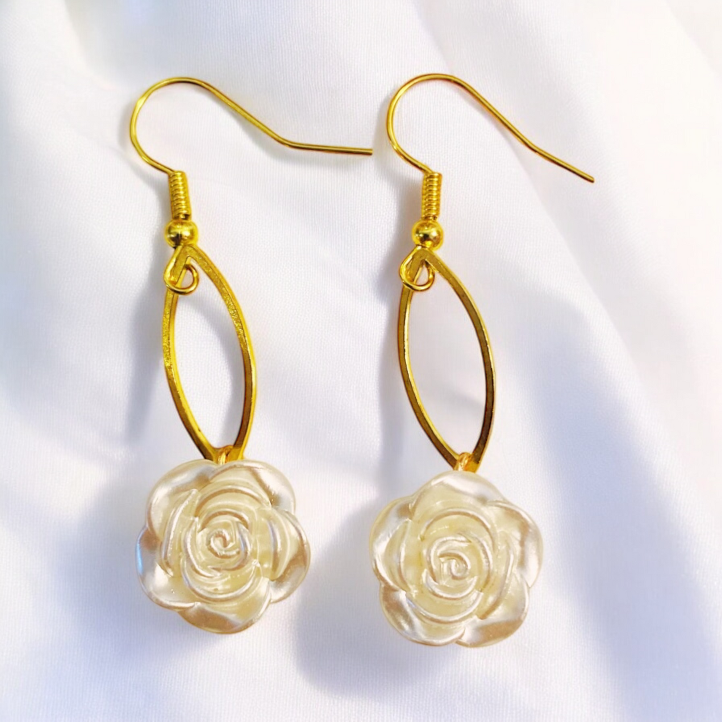 White Rose Classic Earrings