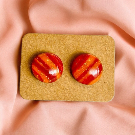 Be Fierce - Orange Swirl Stud Earrings