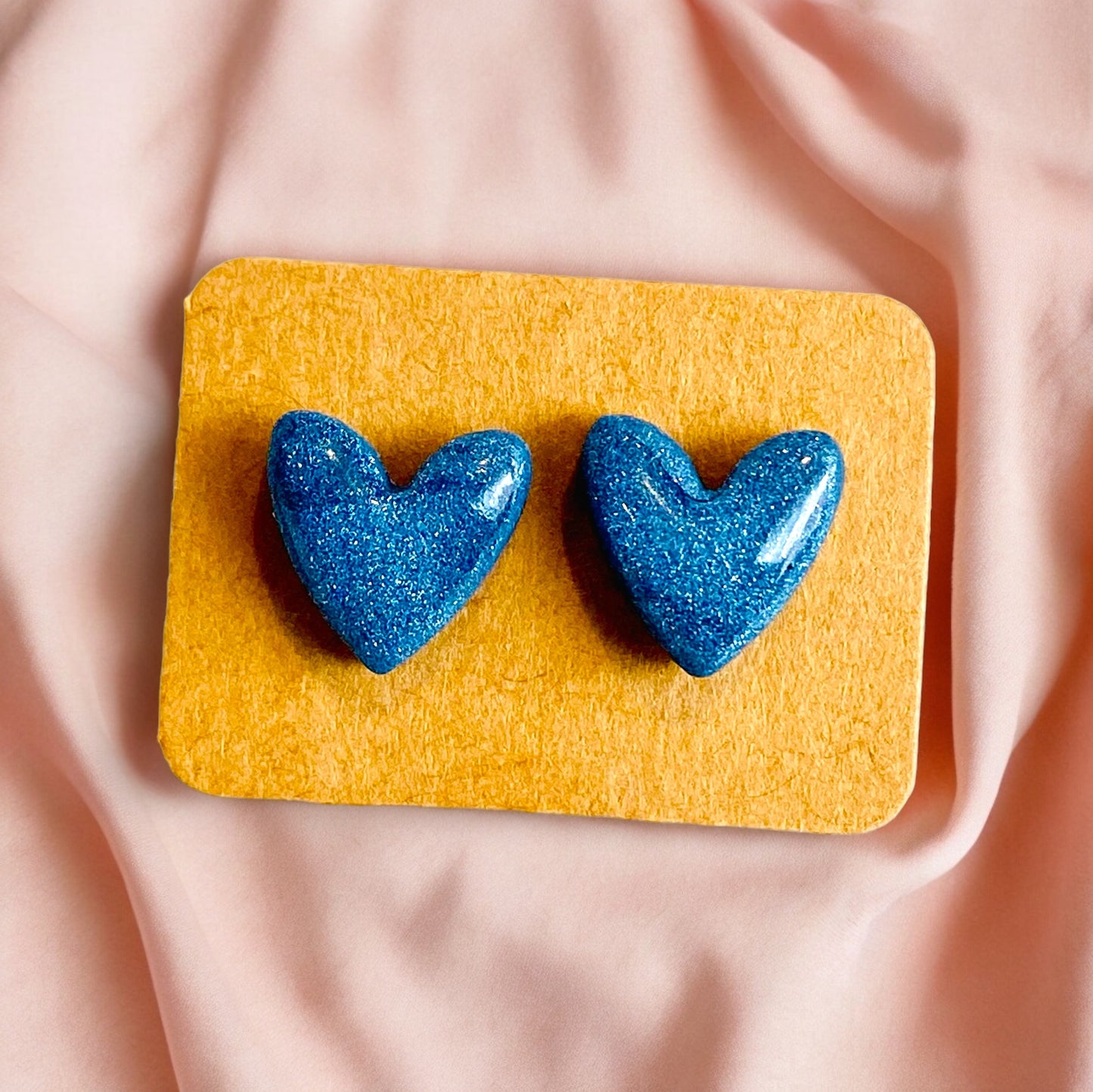 Be Calm - Navy Blue Heart Studs