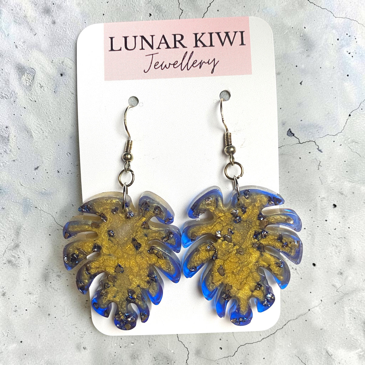 Golden Tide Monstera Earrings
