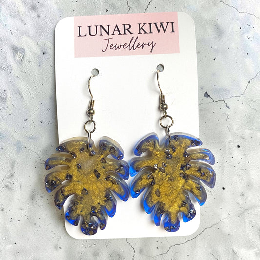 Golden Tide Monstera Earrings