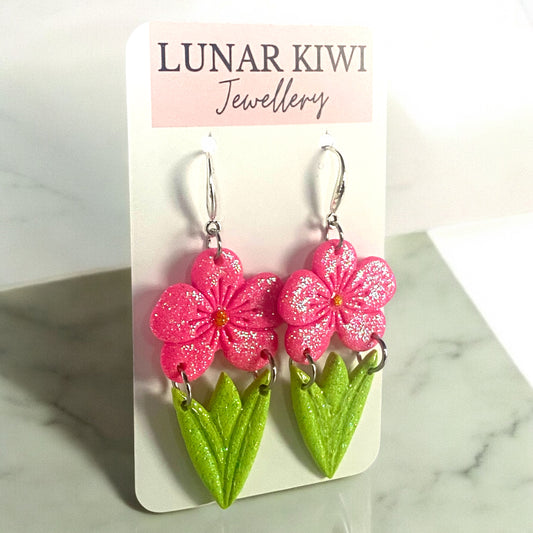 Pink Pansy Earrings