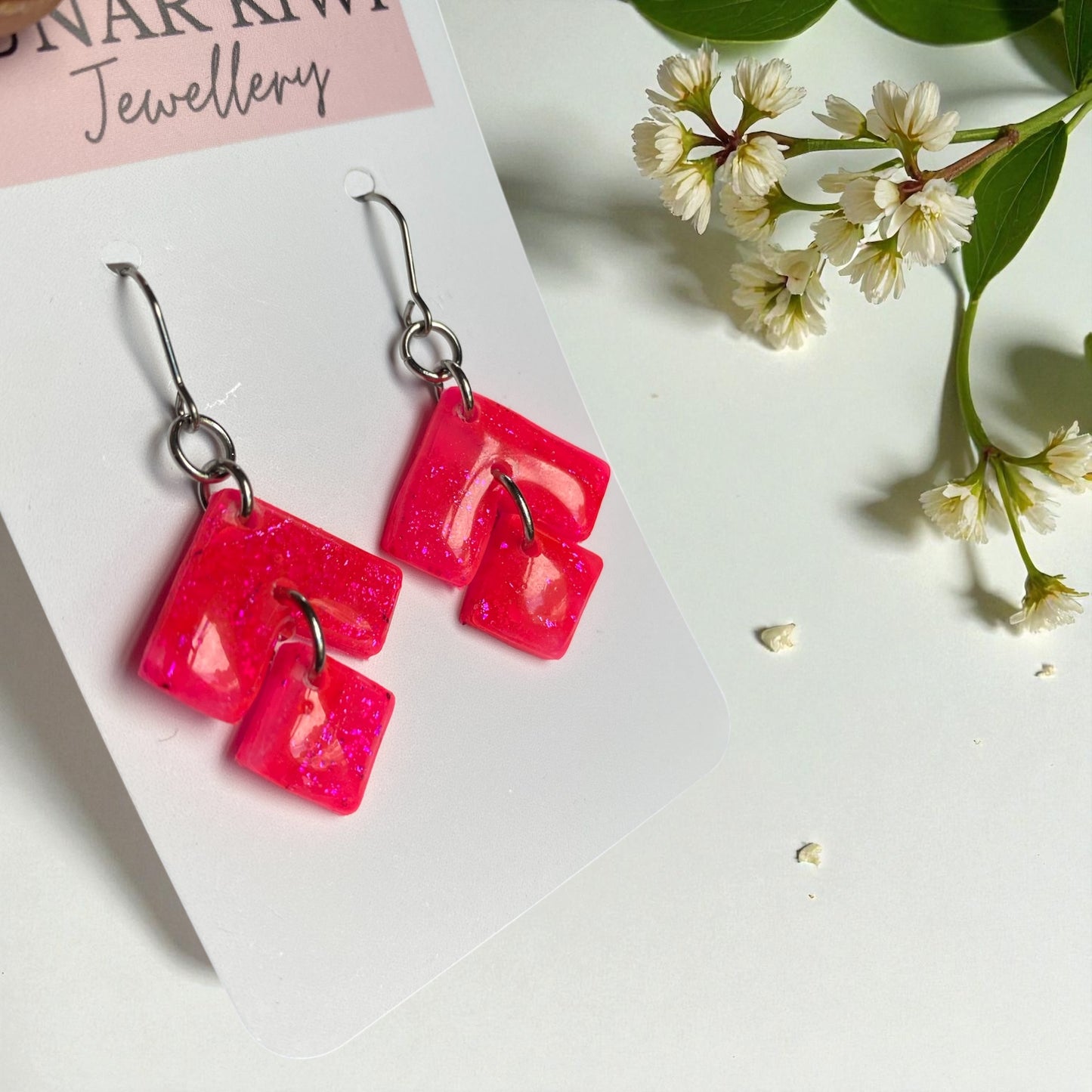 Neon Pink Pop Earrings