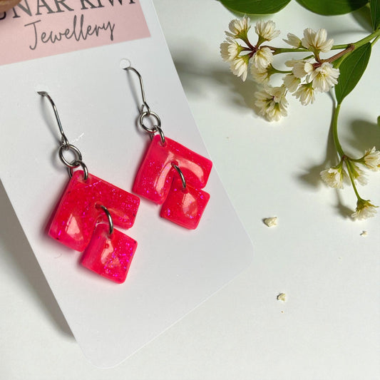 Neon Pink Pop Earrings