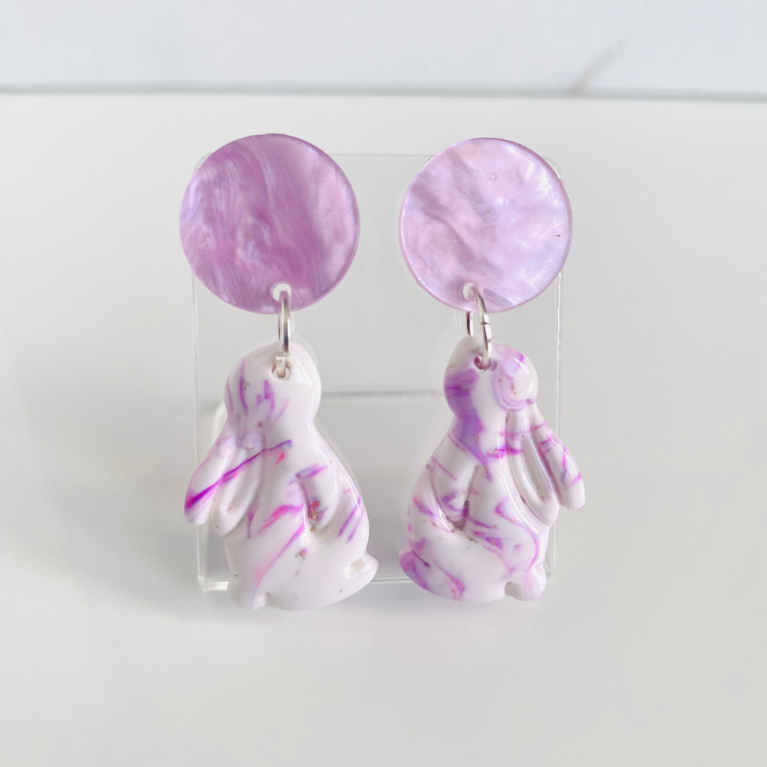 Purple Bunny Earrings