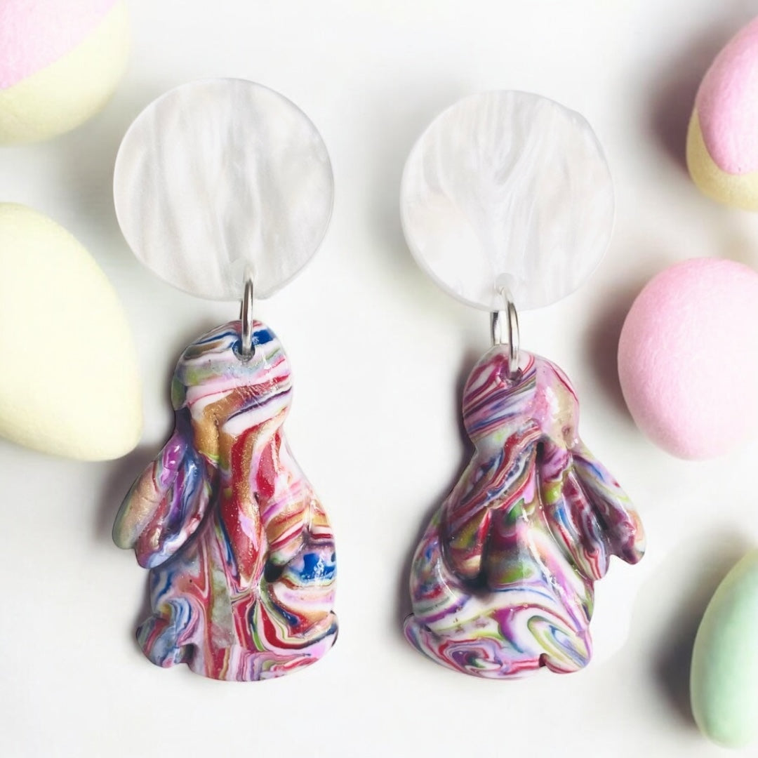 Rainbow Bunny Earrings