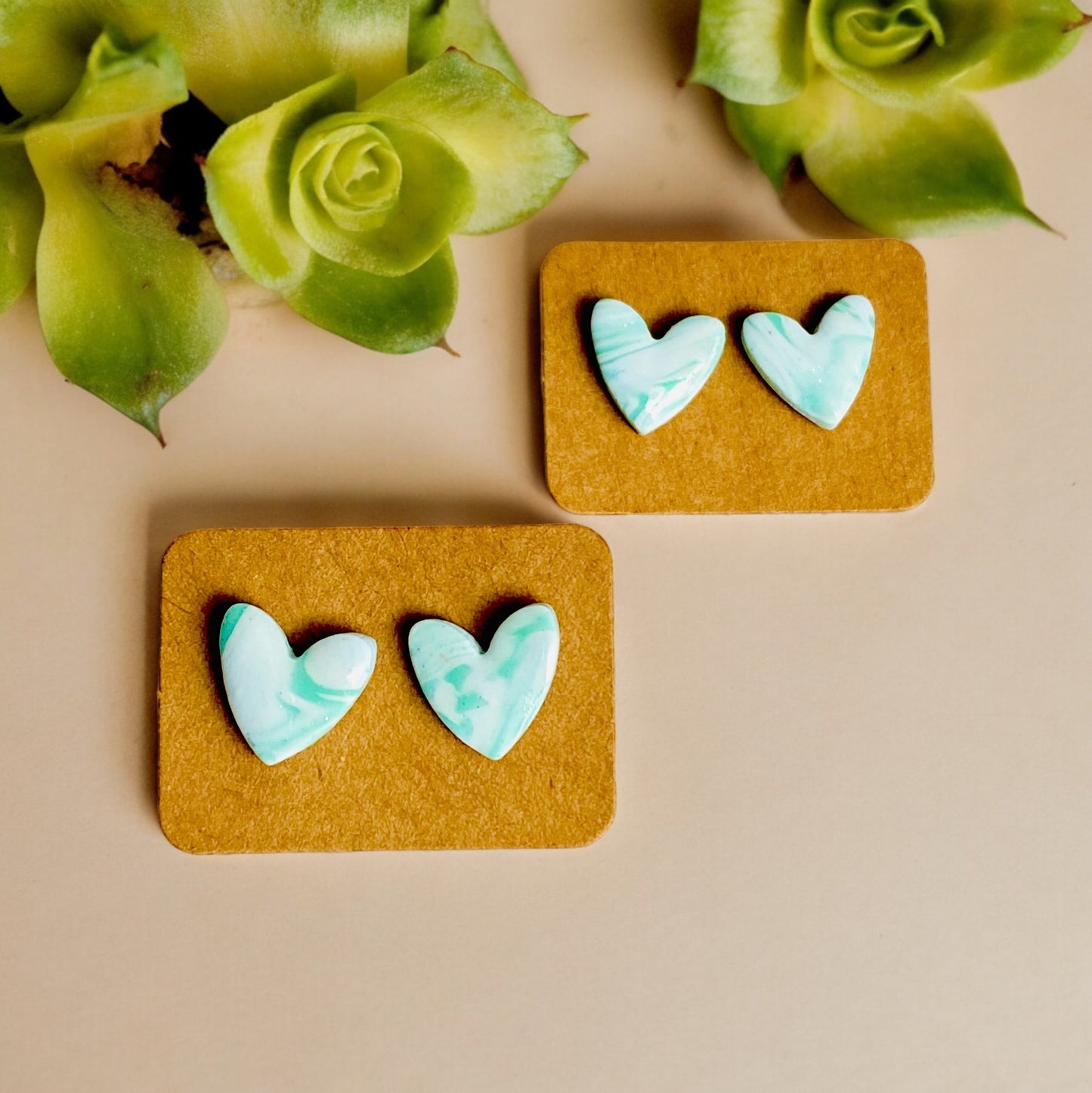 Dream Big - Mint Green Heart Studs