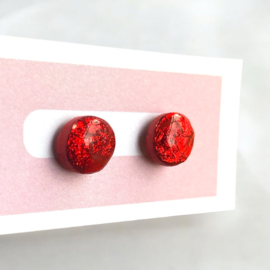Be Confident - Red Stud Earrings With Sparkle