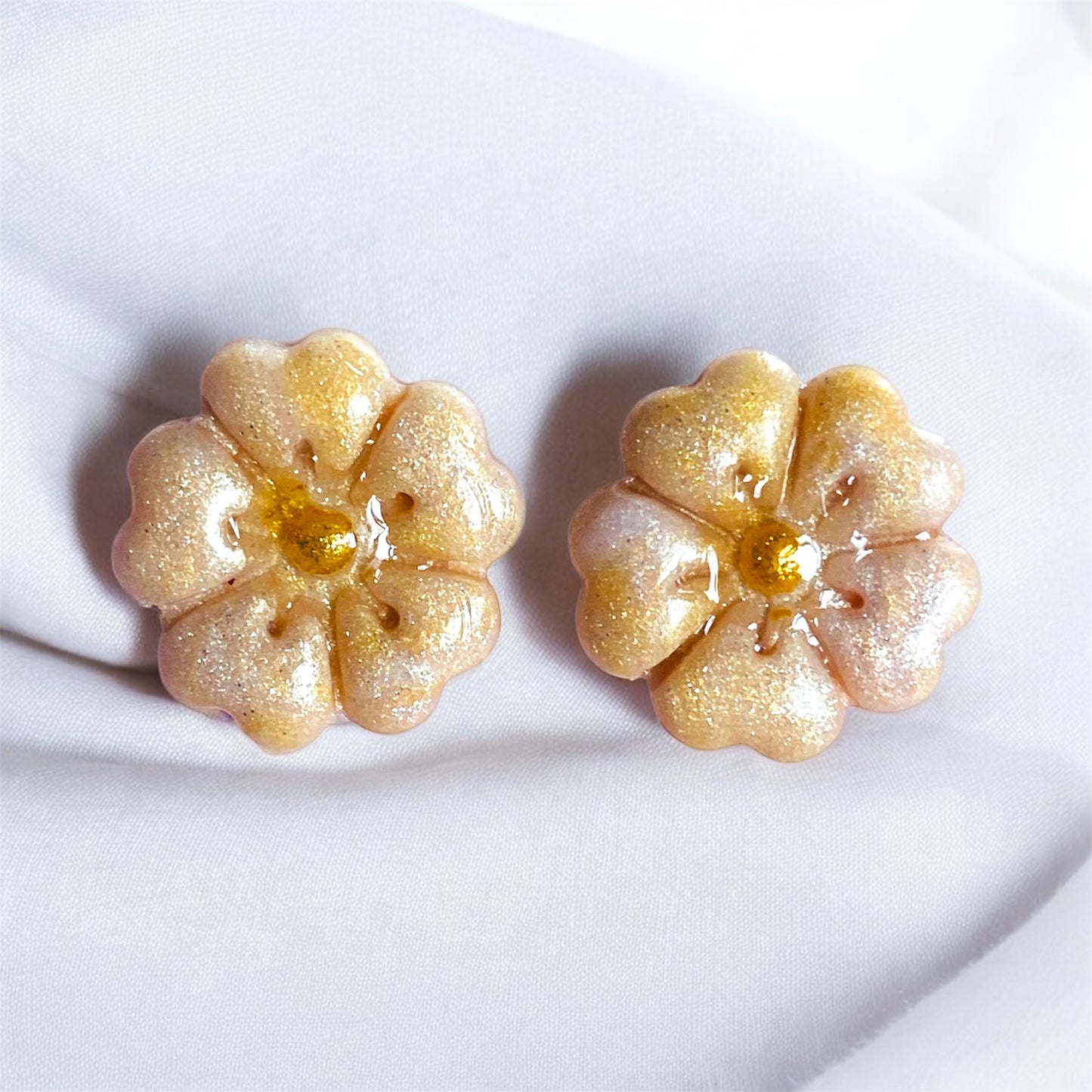 Red Sparkle Poppy Stud Earrings