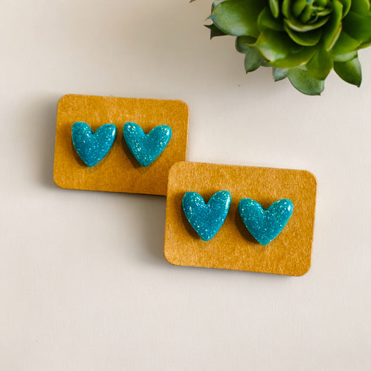 Be Free - Deep Green Heart Studs