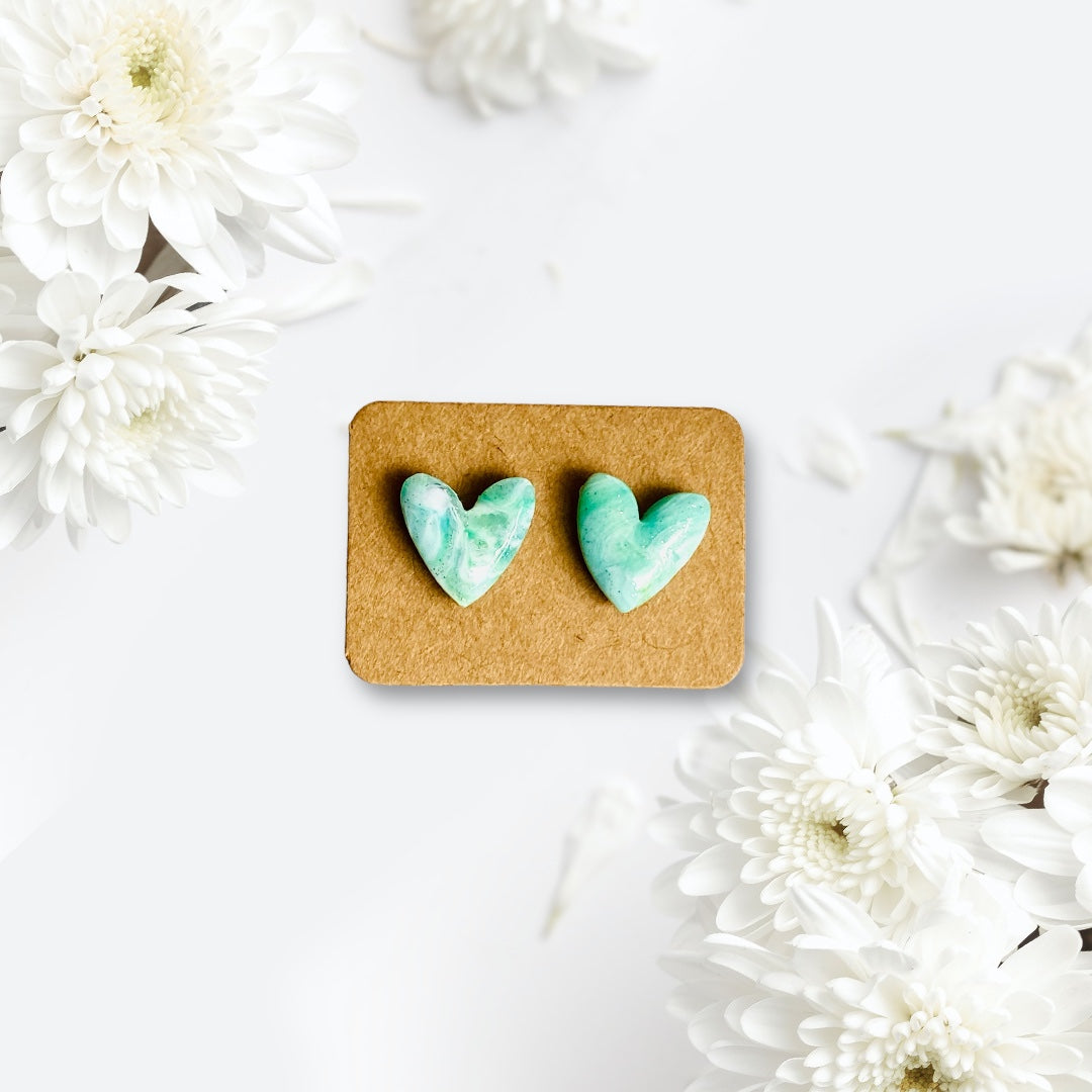 Dream Big - Mint Green Heart Studs