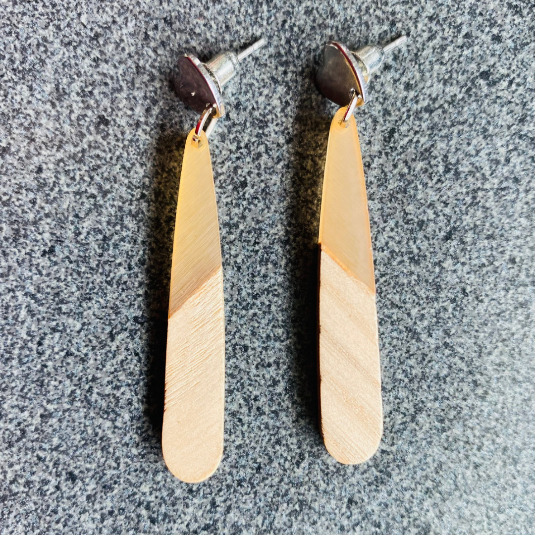 Peach resin & wood Teardrops