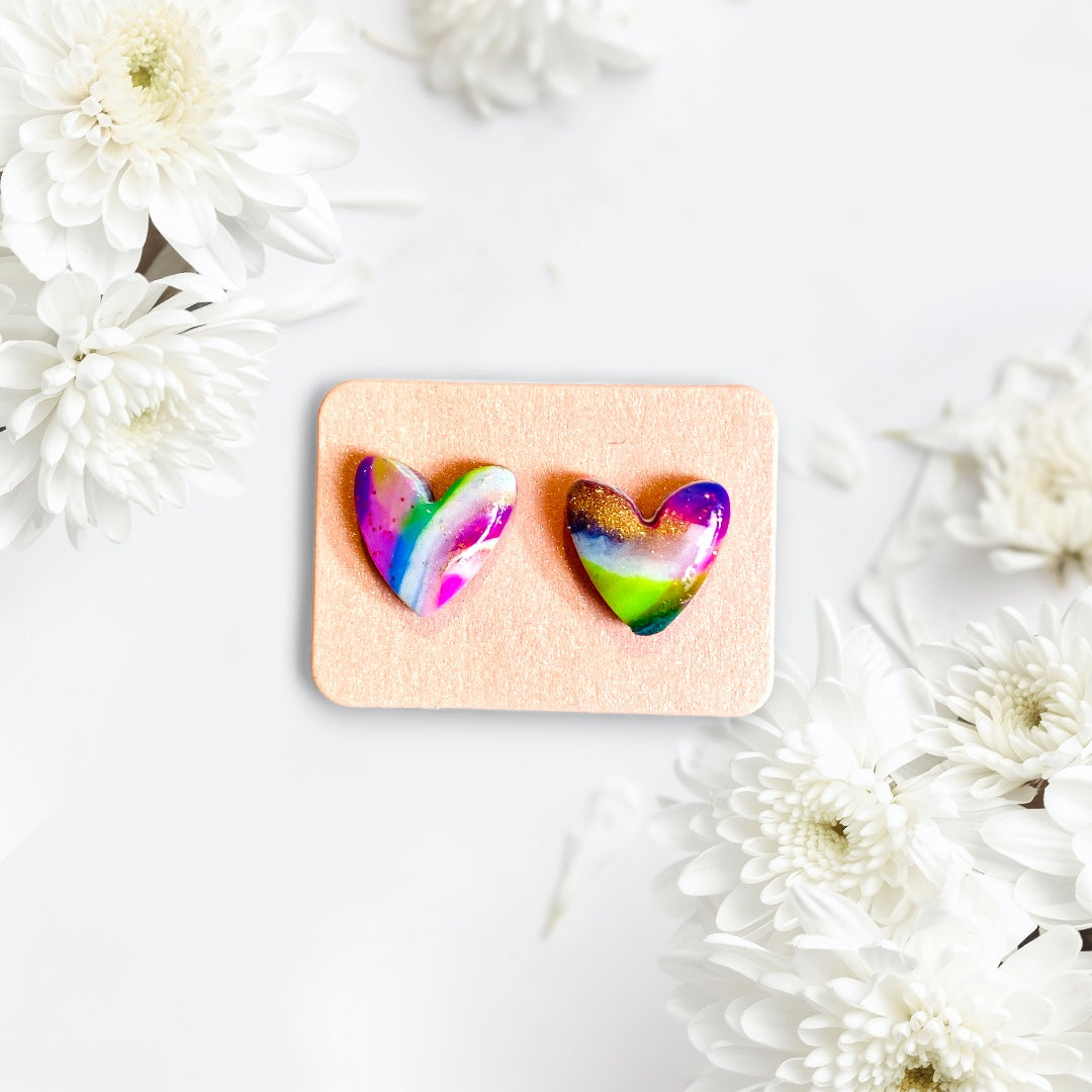 Be YOU tiful - Colourful Heart Stud Earrings