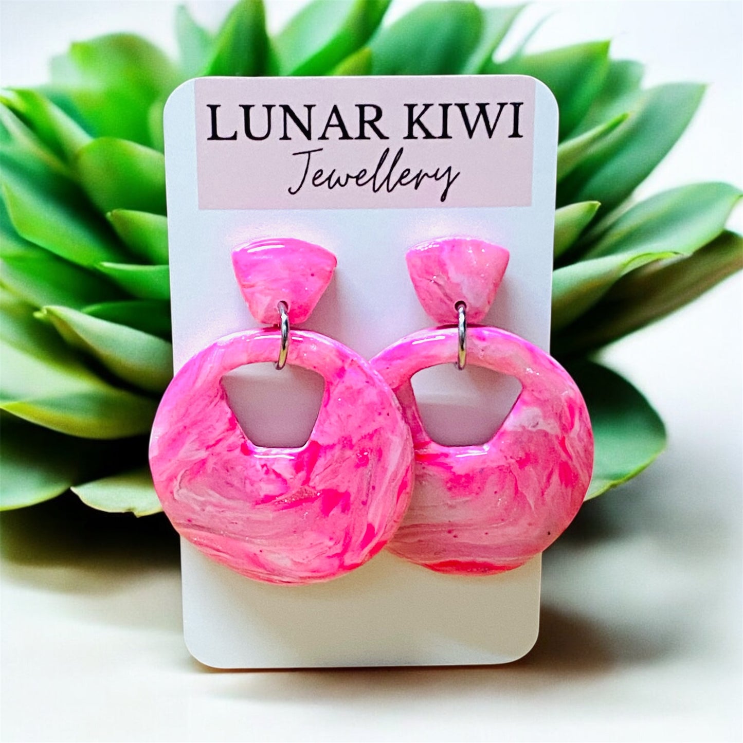 Pink Swirl Statement Earrings