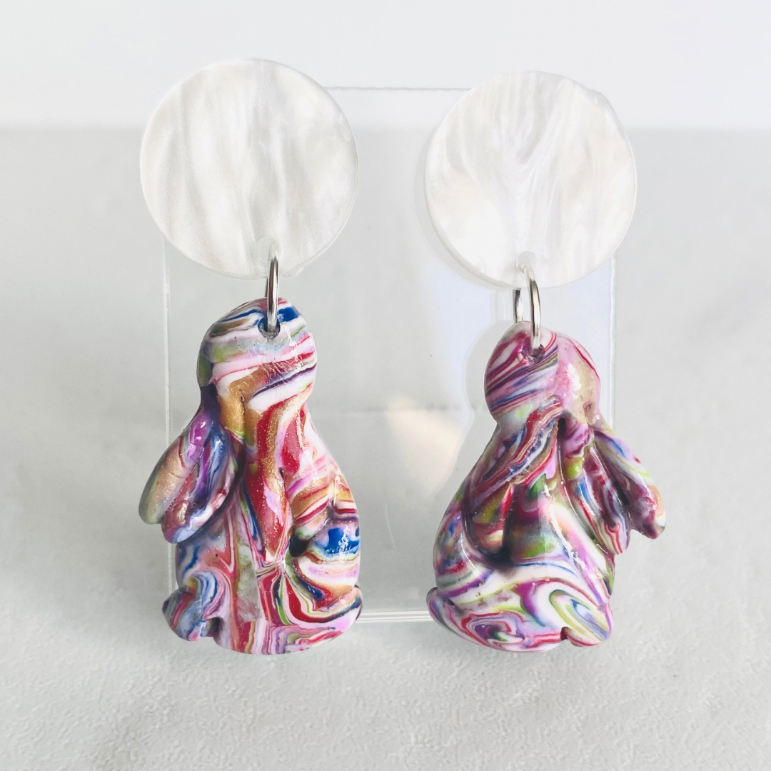 Rainbow Bunny Earrings